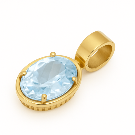 Zawieszka złota owalna markiza z jasno-niebieską cyrkonią