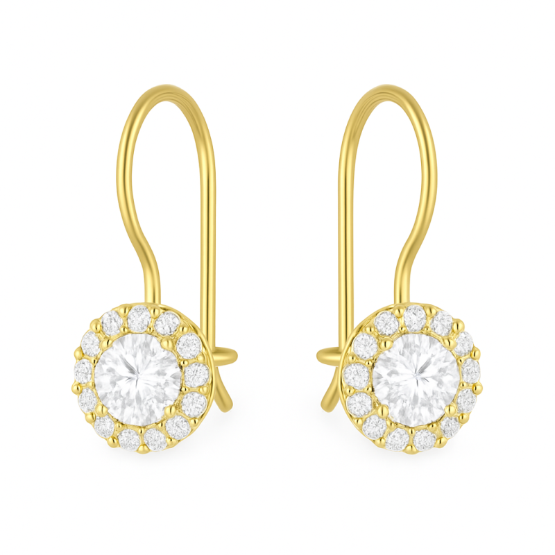 Kolczyki złote z białymi cyrkoniami