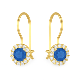 Kolczyki złote z jasno-niebieską cyrkonią