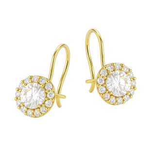 Kolczyki złote z białymi cyrkoniami