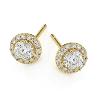 Kolczyki złote z białymi cyrkoniami próba 585