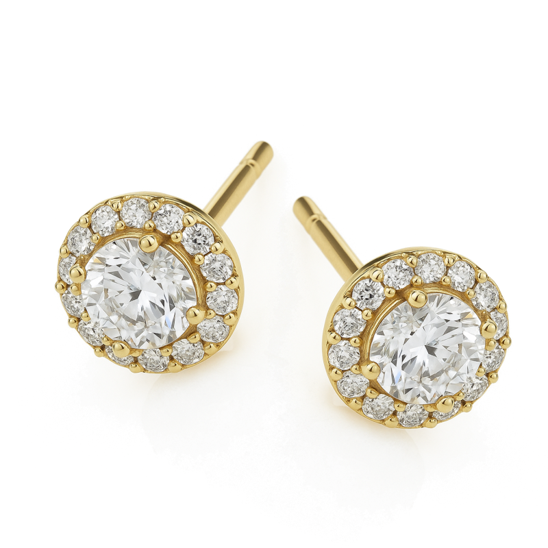 Kolczyki złote z białymi cyrkoniami próba 585