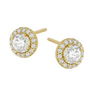 Kolczyki złote z białymi cyrkoniami próba 585