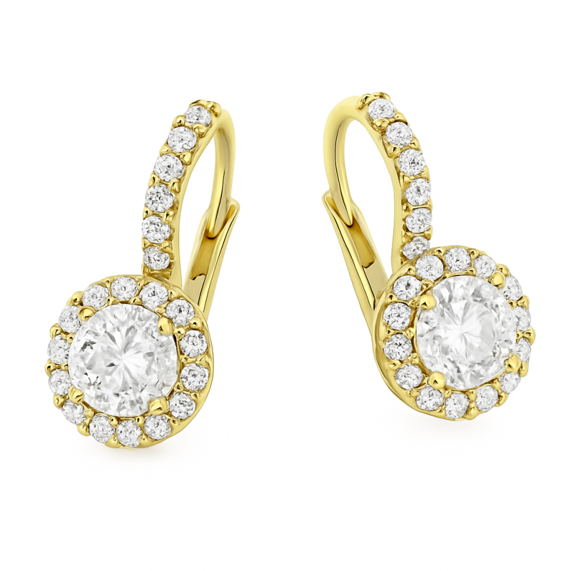 Kolczyki złote z białymi cyrkoniami próba 585