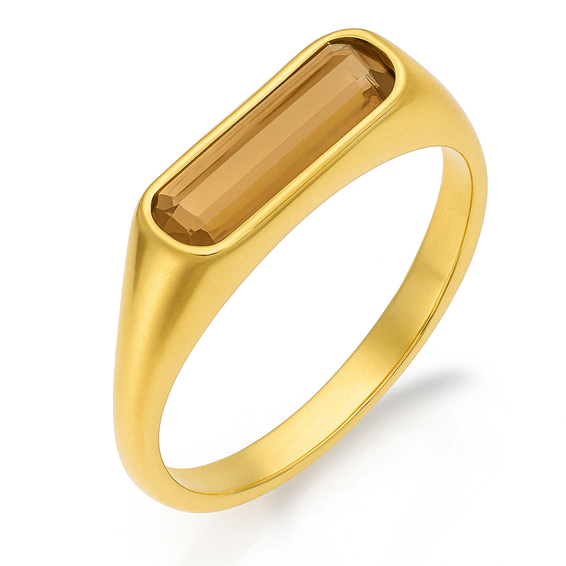 Pierścionek złoty z kwarcem dymnym