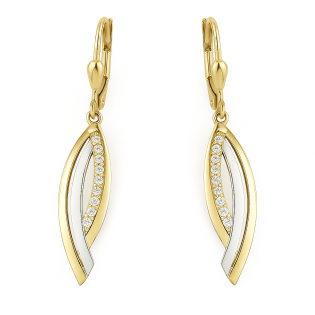 Kolczyki złote pusta łezka z cyrkoniami