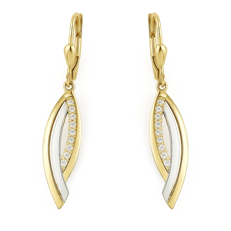 Kolczyki złote pusta łezka z cyrkoniami