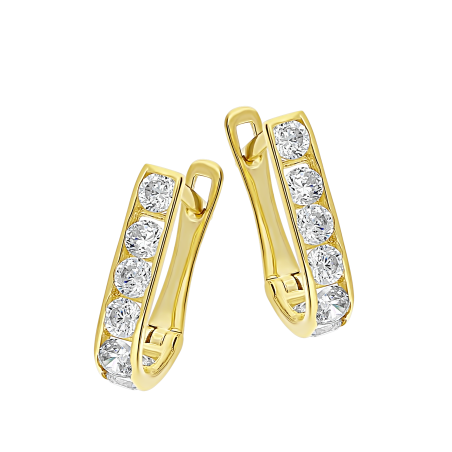 Kolczyki złote dla dziewczynki przecinki z cyrkoniami próba 585