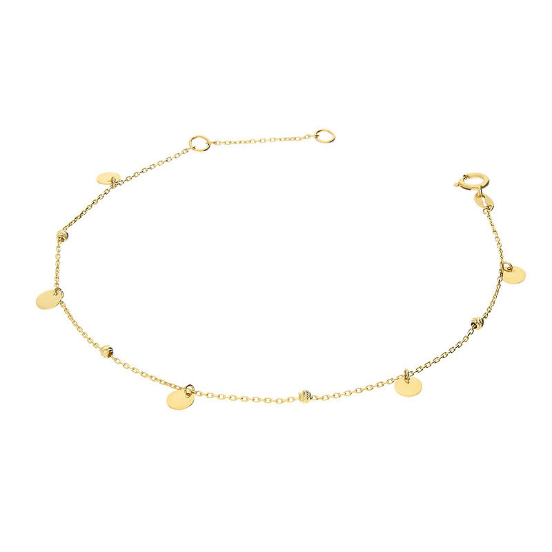 Bransoleta złota z wiszącymi krążkami i kulkami AR VX4FOR12B0314-II-DC próba 585