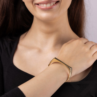 Bransoleta złota bangla pół okrągła pół kwadratowa próba 585