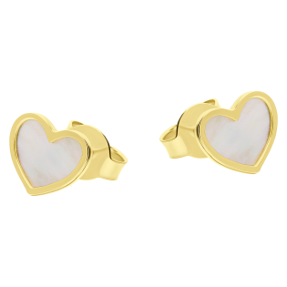 Kolczyki złote serce z masą perłową, złoto próby 585