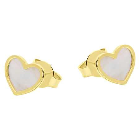 Kolczyki złote serce z masą perłową/sztyft OS 129-LP136-FR próba 585