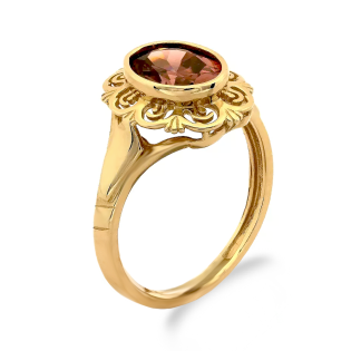 Złoty Pierścionek z Rodolitem pr. 585 w Falbance - JubilerSezam.pl