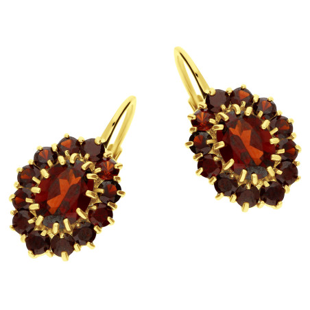 Kolczyki złote z owalnym granatem jubilerskim OS 96-0009 GRA próba 585