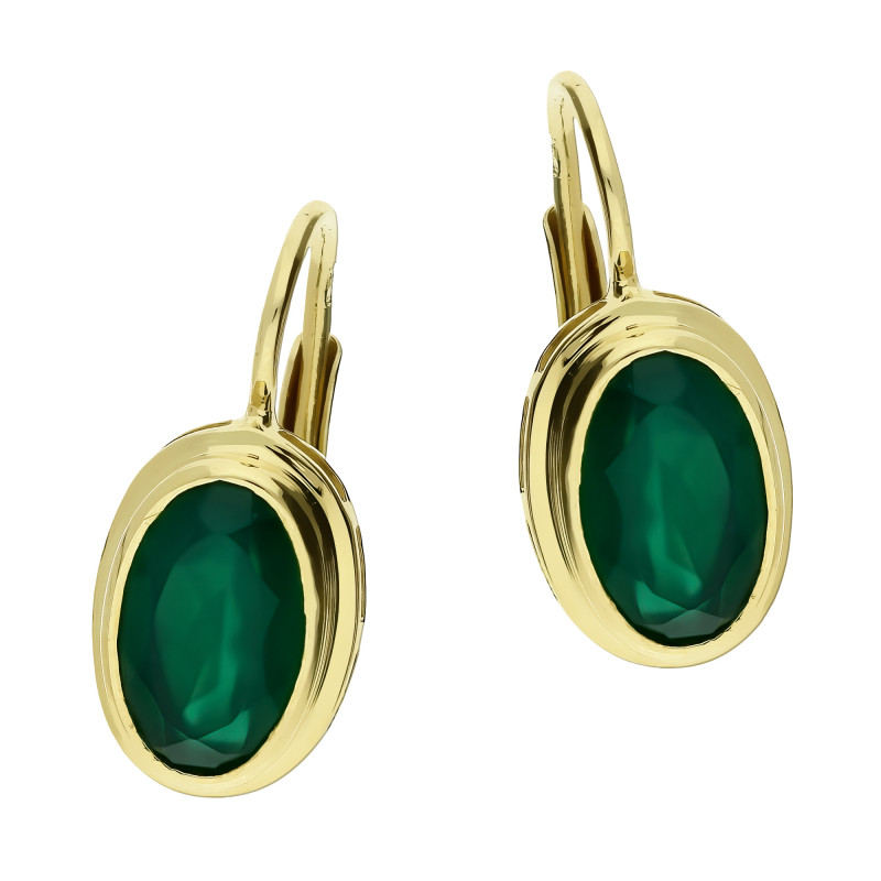 Kolczyki złote z owalnym agatem jubilerskim/big.zam. OS 96-0071 AGA próba 585