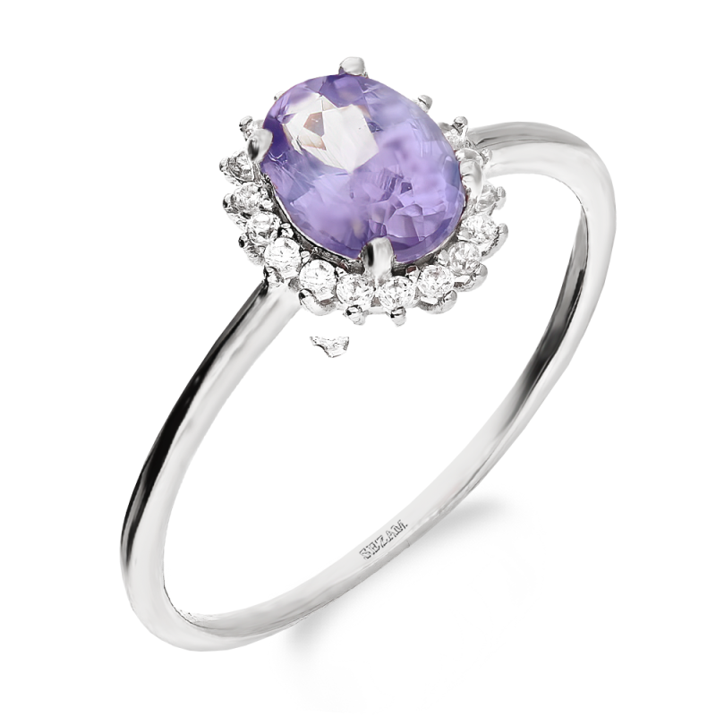 Pierścionek srebrny z tanzanitem i białymi cyrkoniami AT NA1598-R-TA-WP próba 925