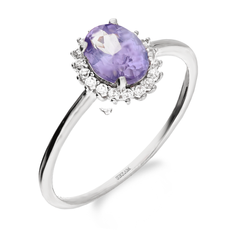 Pierścionek srebrny z tanzanitem i białymi cyrkoniami AT NA1598-R-TA-WP próba 925