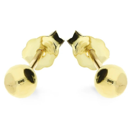 Kolczyki złote gładkie kulki 3 mm zapinane na sztyft