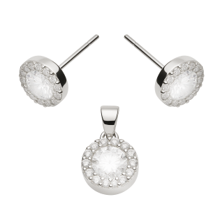 Srebrny Komplet Markiza z Cyrkoniami - Kolczyki i Zawieszka - JubilerSezam.pl