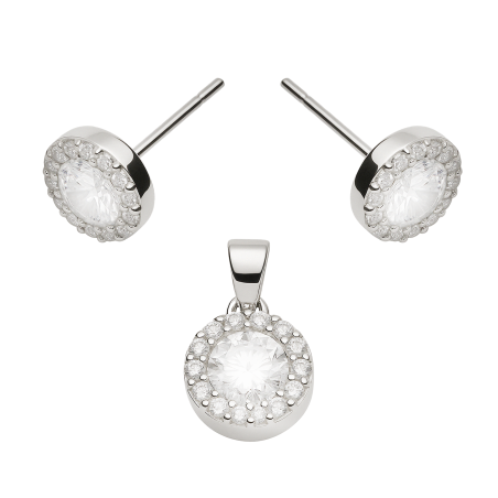 Srebrny Komplet Markiza z Cyrkoniami - Kolczyki i Zawieszka - JubilerSezam.pl