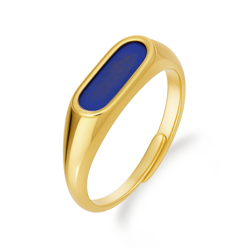 Pierścionek pozłacany sygnecik z tytanem