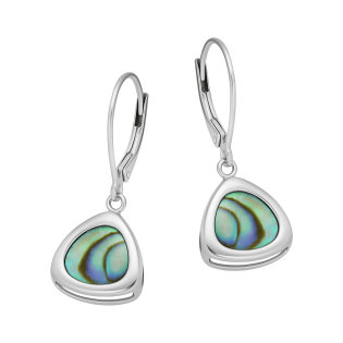 Kolczyki srebrne trójkąt obły z masą perłową