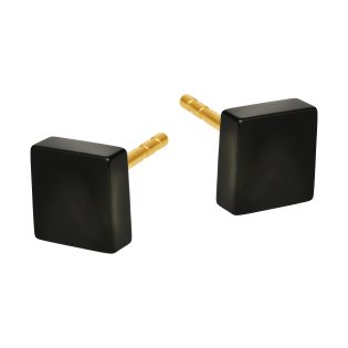 Kolczyki pozłacane z kwadratowym onyksem