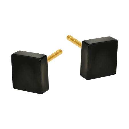 Kolczyki pozłacane z kwadratowym onyksem