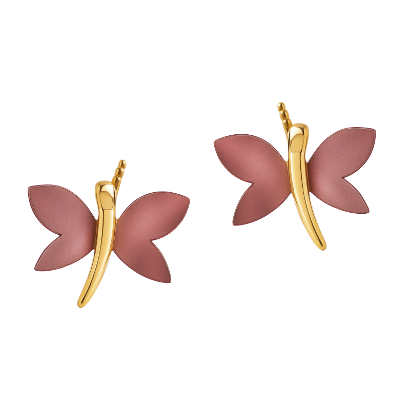 Kolczyki pozłacane ważka z tytanem