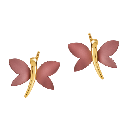 Kolczyki pozłacane ważka z tytanem