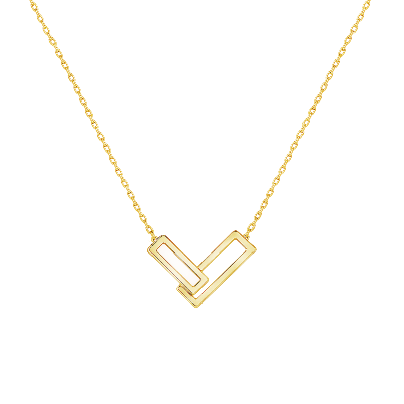 Pozłacany Naszyjnik z Prostokątami Masa Perłowa - JubilerSezam.pl