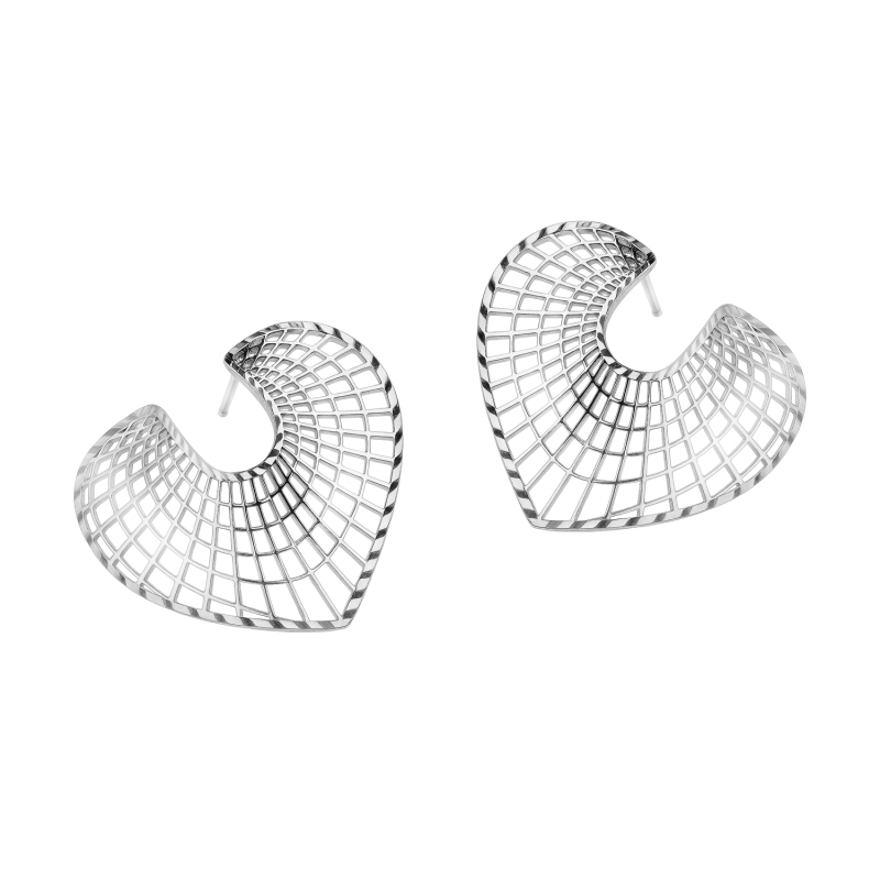 Kolczyki srebrne z ażurowym sercem