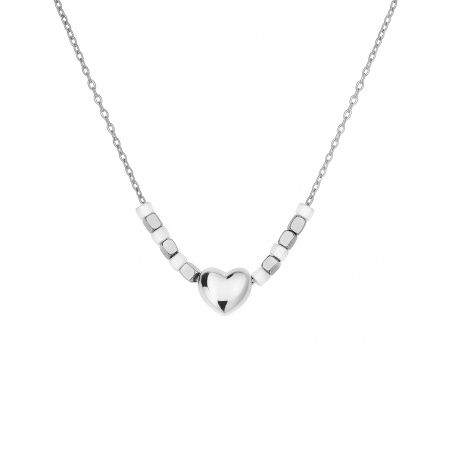 Naszyjnik srebrny z sercem i kostkami