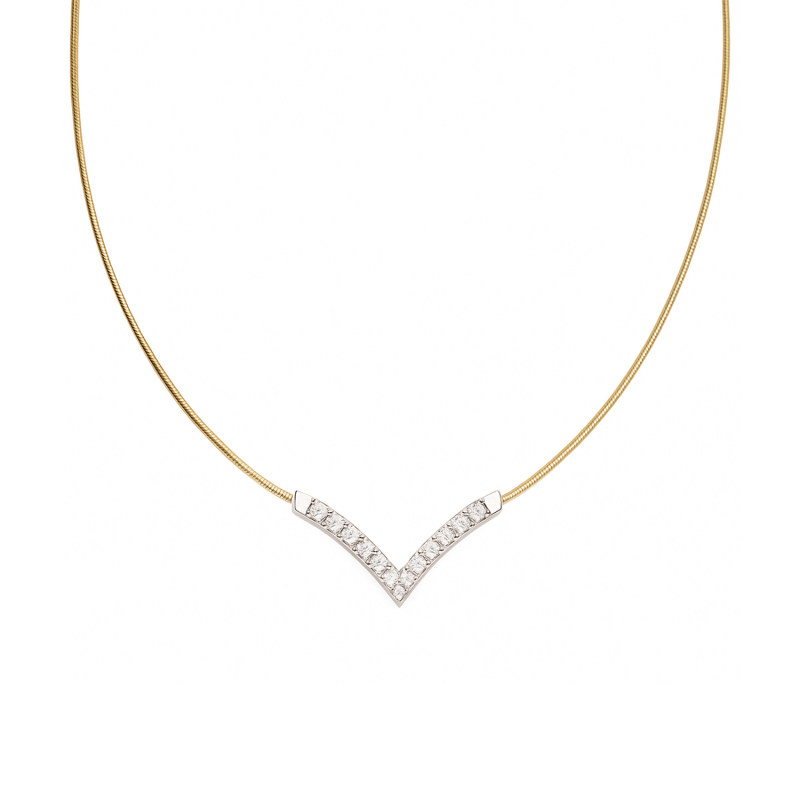 Naszyjnik pozłacany szpic z cyrkoniami