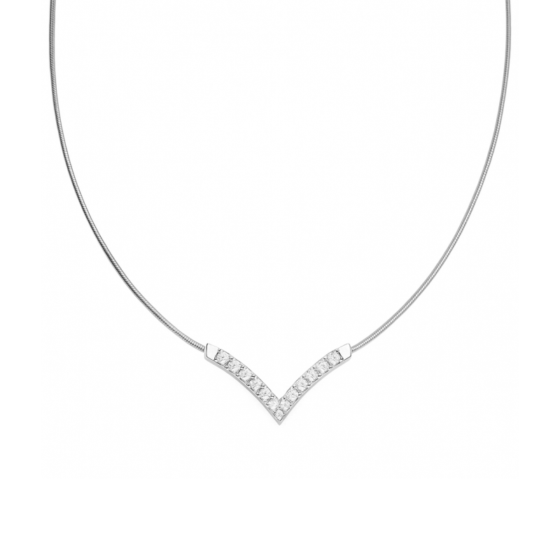 Naszyjnik srebrny szpic z cyrkoniami