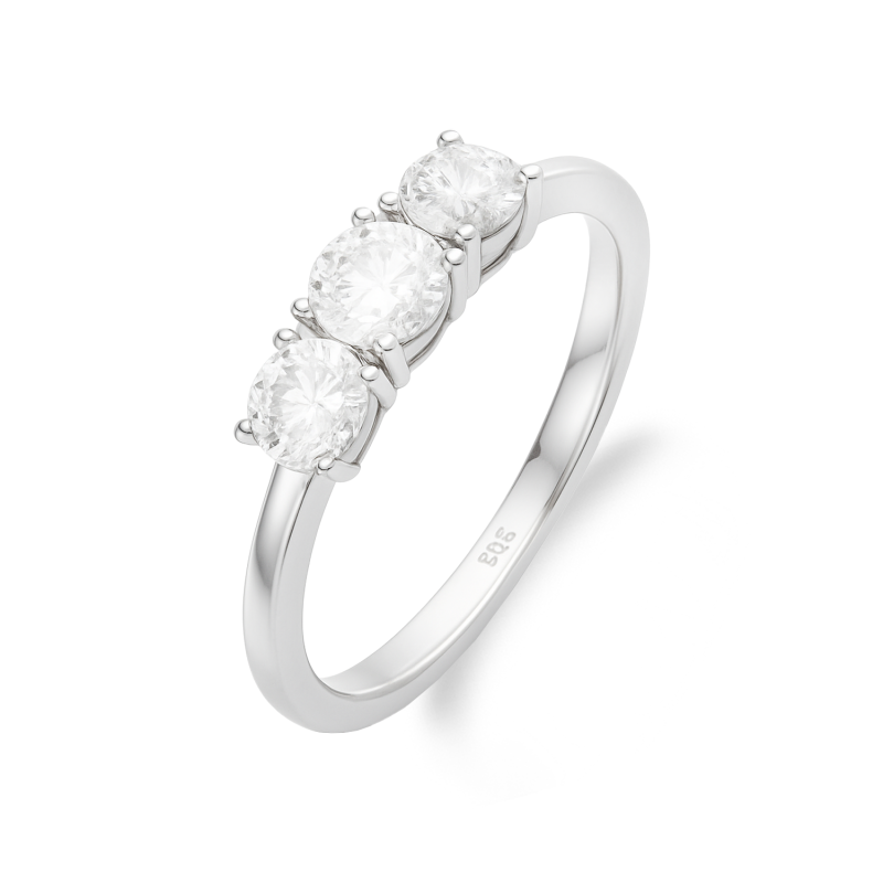 Pierścionek srebrny z trzema cyrkoniami