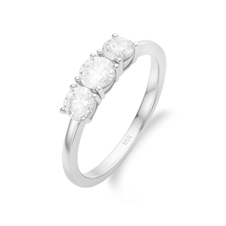 Pierścionek srebrny z trzema cyrkoniami
