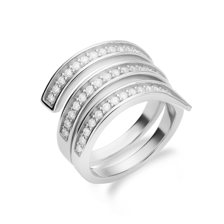 Pierścionek srebrny LINE z cyrkoniami