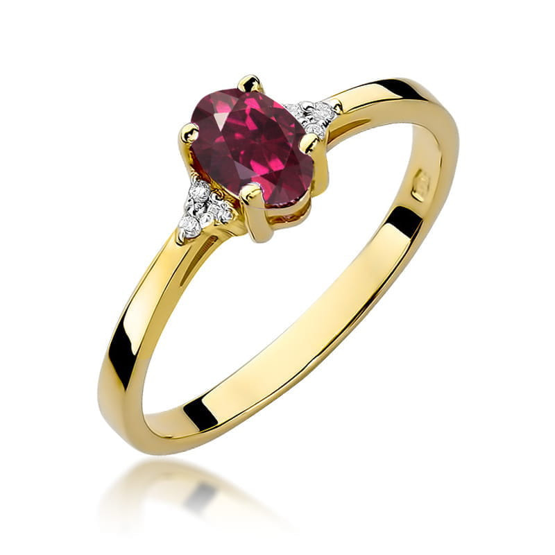 Pierścionek zaręczynowy z rodolitem i diamentami BE W-301 RD owal próba 585