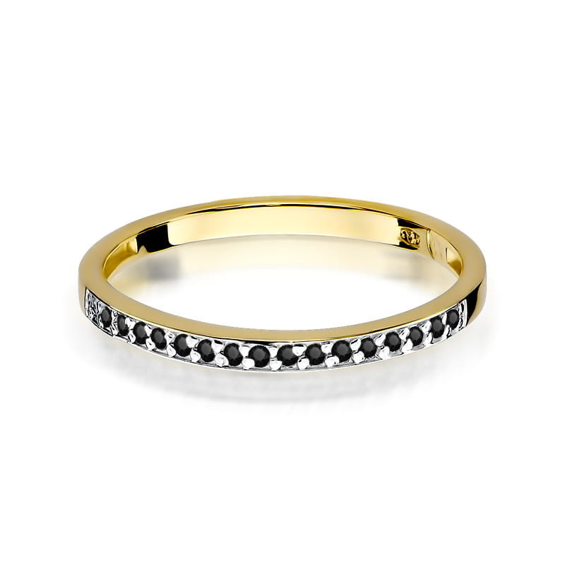 Pierścionek rings z czarnymi diamentami ze złota próby 585