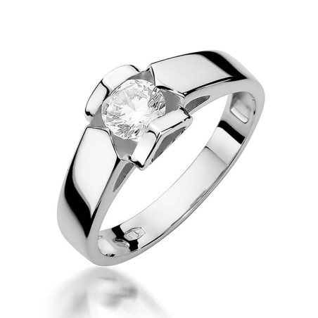 Pierścionek Zaręczynowy z Diamentem Amado Białe Złoto pr. 585 - JubilerSezam.pl