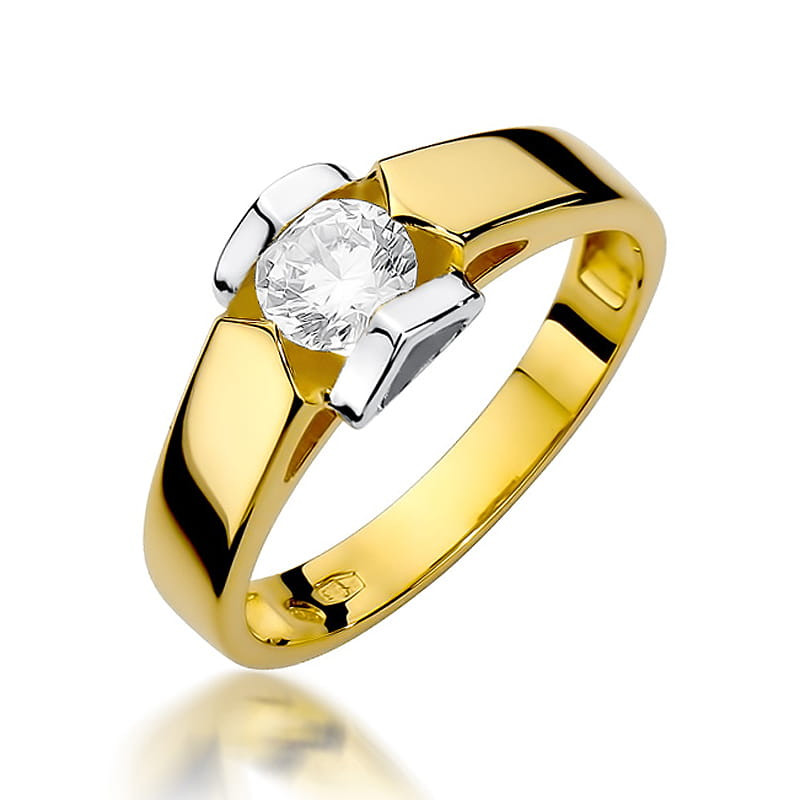 Pierścionek złoty AMADO z diamentami BE W-320-50 próba 585
