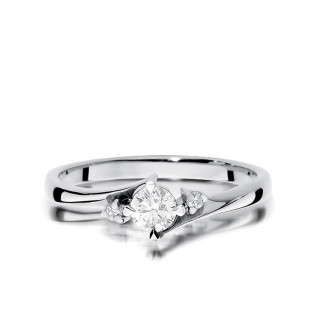 Pierścionek zaręczynowy NOBLE z diamentami białe złoto próba 585