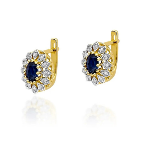 Kolczyki szafir 1,4ctbryl 0,20ct/ang BE W-354 SA KATE Au 585 BRYL