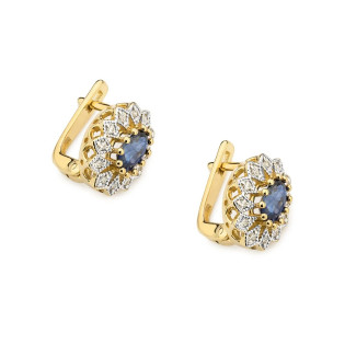 Kolczyki szafir 1,4ctbryl 0,20ct/ang BE W-354 SA KATE Au 585 BRYL