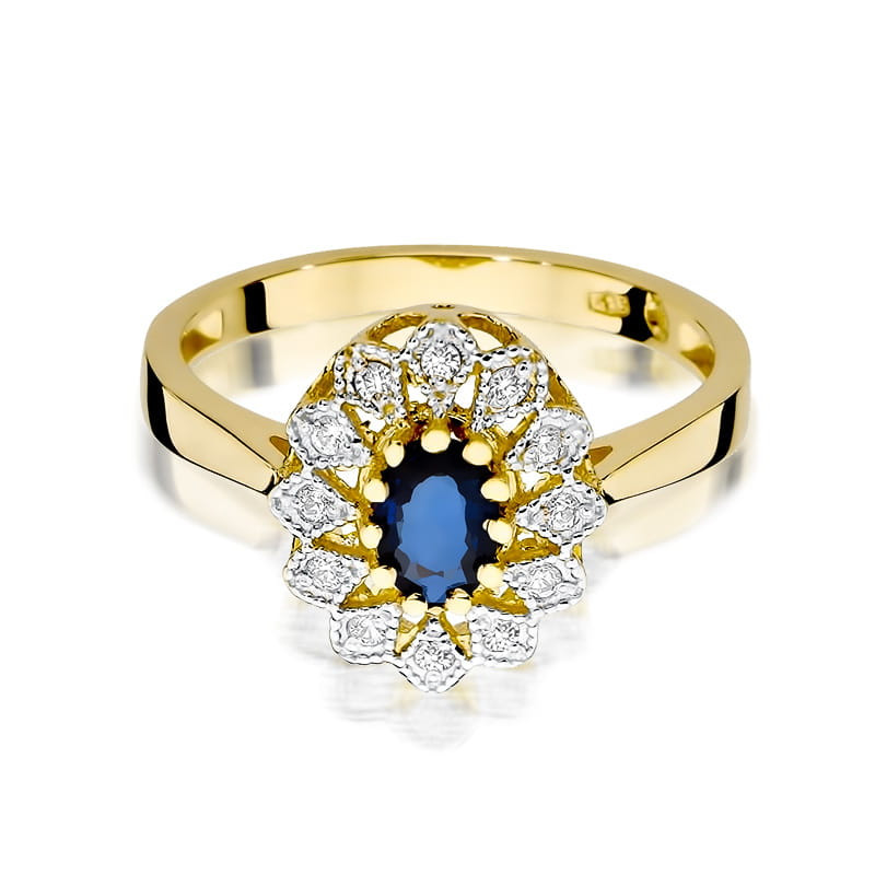 Pierścionek zaręczynowy z szafirem i diamentami KATE złoto 585