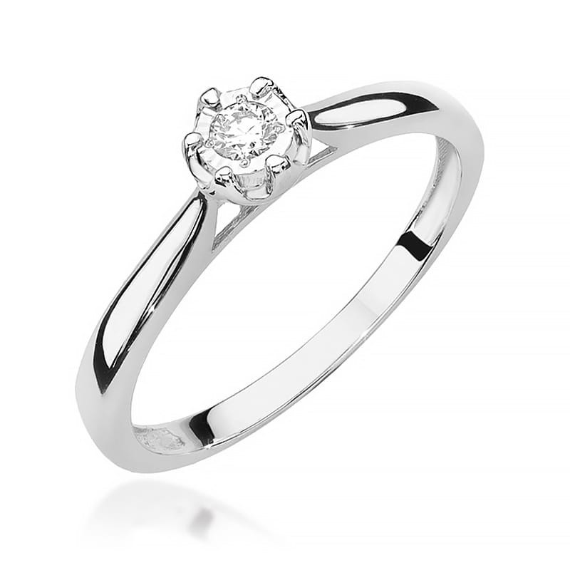 Pierścionek zaręczynowy JUBILE z diamentem białe złoto próby 585