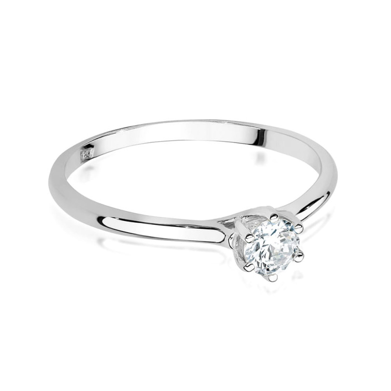 Pierścionek zaręczynowy SOLITER z diamentami z białego złota próby 585