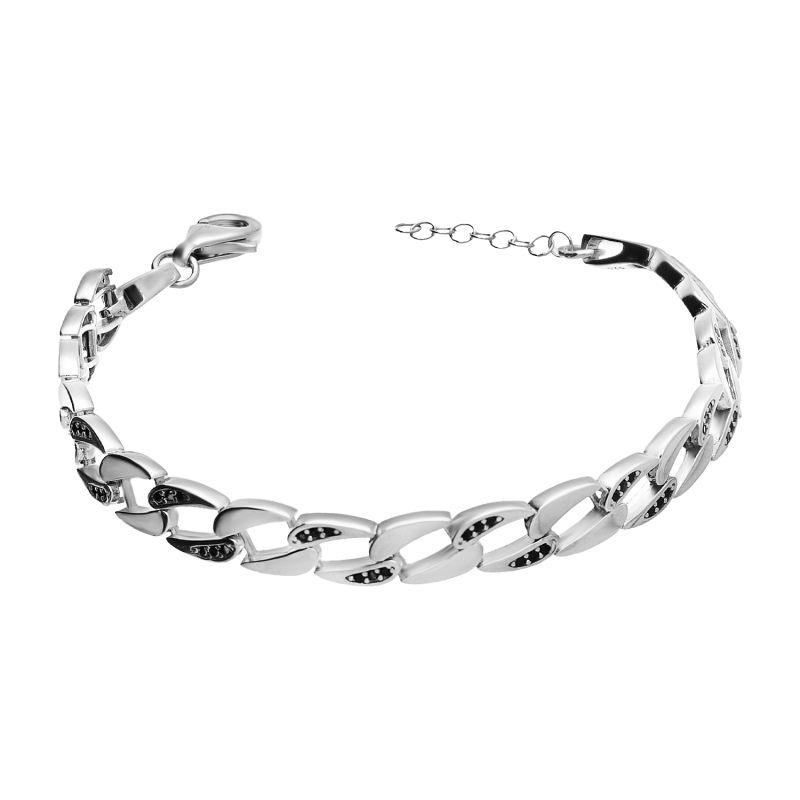 Srebrna Bransoletka Pancer z Cyrkoniami - JubilerSezam.pl