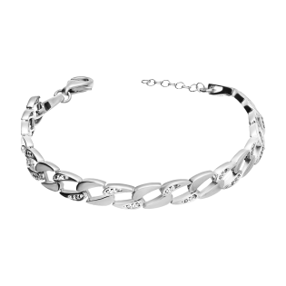 Bransoleta srebrna pancer z białymi cyrkoniami
